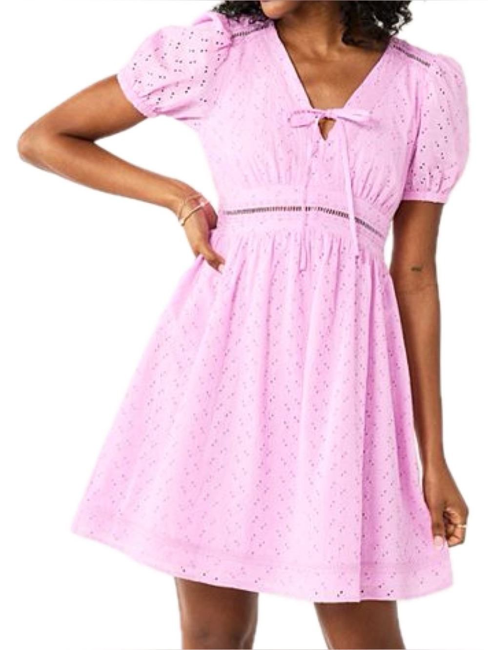 SO Eyelet & Lace Dress In Bubblegum
